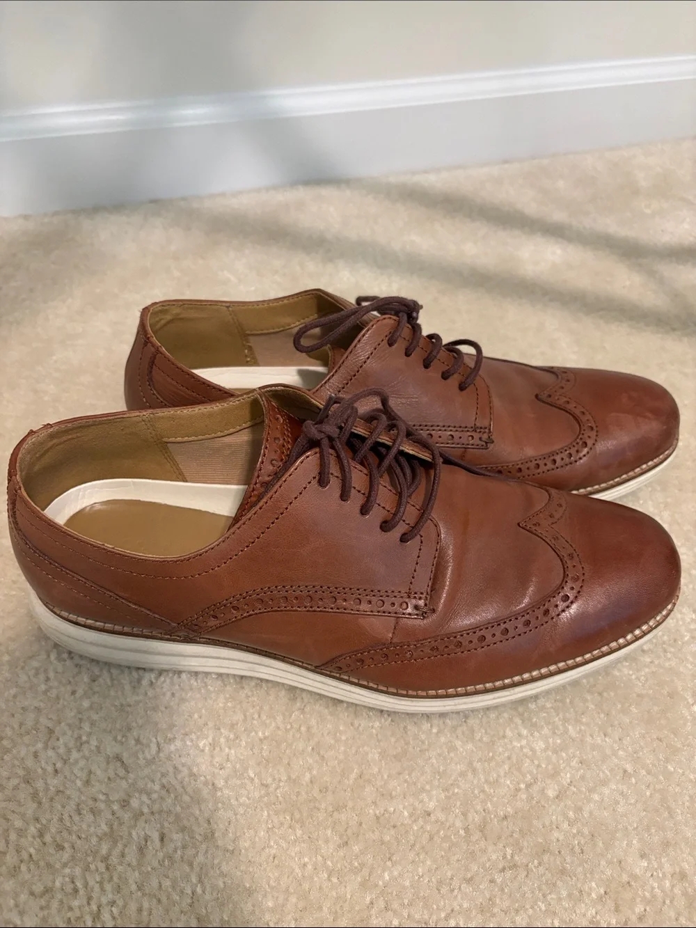 Cole Haan Tan Leather Wingtip Derby Oxfords